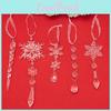 Exquisite 5pcs Acrylic Transparent Christmas Icicle Ornaments Featuring Realistic Snowflake Designs For Holiday Decor