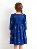 Girls' dress, blue, round neck, suitable for ages 4-7