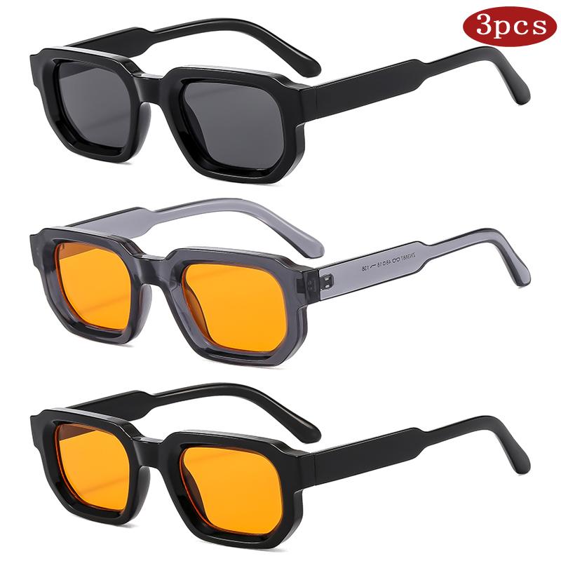 

Car Sunglasses 3pcs Women Small Square Sun Glasses Brand UV400 Shades Vintage Punk Design Glasses Fashion Colorful Women Goggle