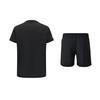 Li-Ning Casual Fashion Moisture-Wicking Quick-Dry T-Shirt Classic Versatile Breathable Shorts Sports Set Unisex Sets Black ATSV609-1+AKSU789-3
