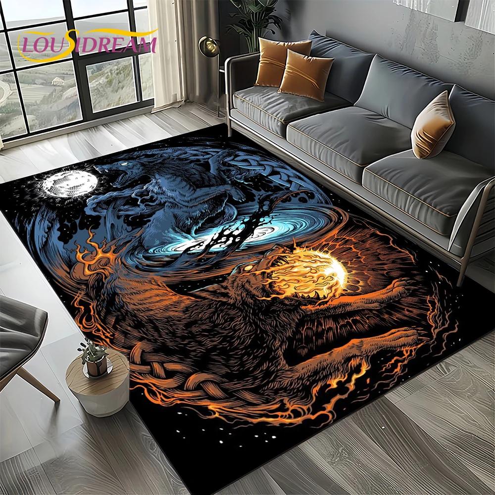 Odin Viking Symbol Valknut Nordic Valhalla Carpet Rug for Living Room Bedroom Home Sofa Decoration,Area Rug Non-slip Floor Mat