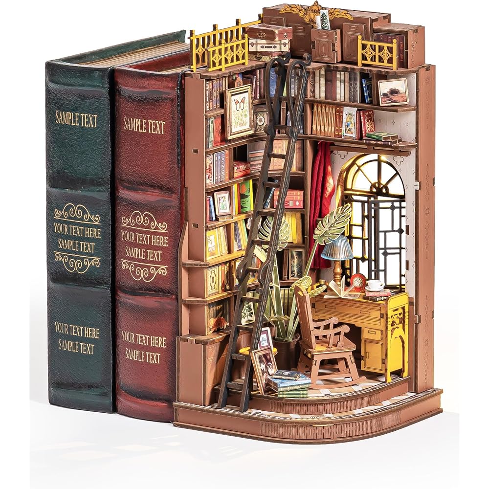 

Robotime DIY Book Nook Kit Miniature House 3D Wooden Puzzle Craft Book Stand Easy Assembly Educational Toy