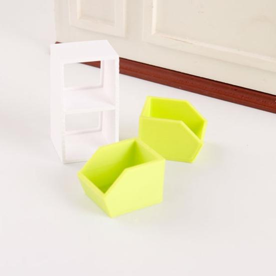 Mini Storage Box 1:12 Scale Miniature Slanted Storage Box Tiny Double Drawer Organizer for Doll Mansion Bedroom Desk