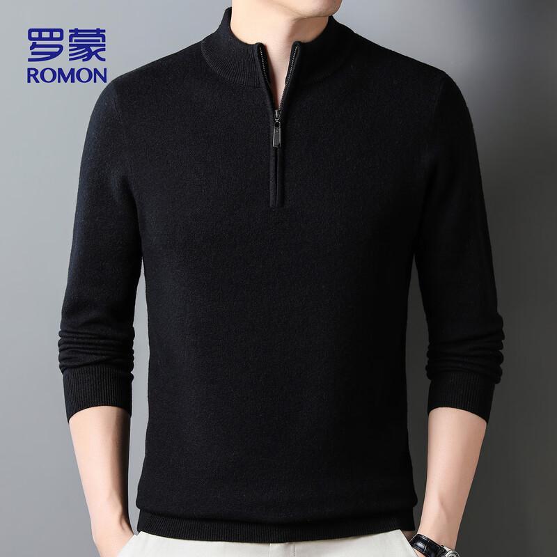 

ROMON Men s 100% Wool Full-Zip Stand Collar Sweater XL