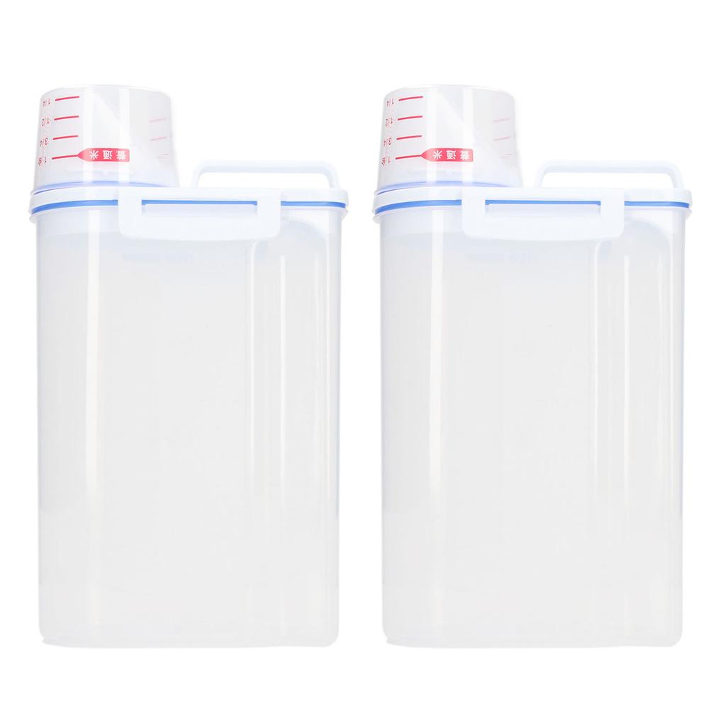 2PCS Rice Storage Container 2.5L Plastic Rice Dispenser Bin with Pour Spout for Rice Beans Grains Small Dry Food