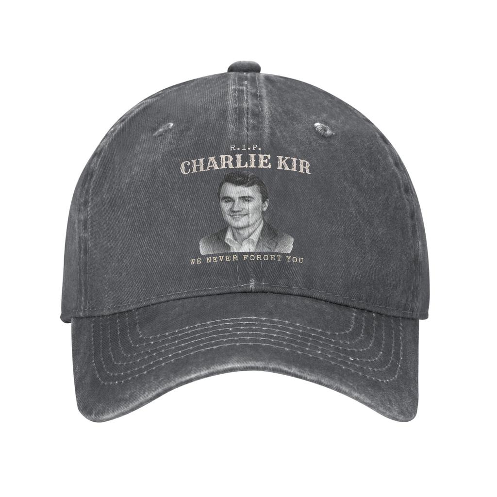 Vintage RIP Charlie Kirk Gedenk-Baseballkappe Unisex Damen Used Denim Gewaschene Kopfbedeckung Ein wahrer Patriot Outdoor Verstellbare Hüte