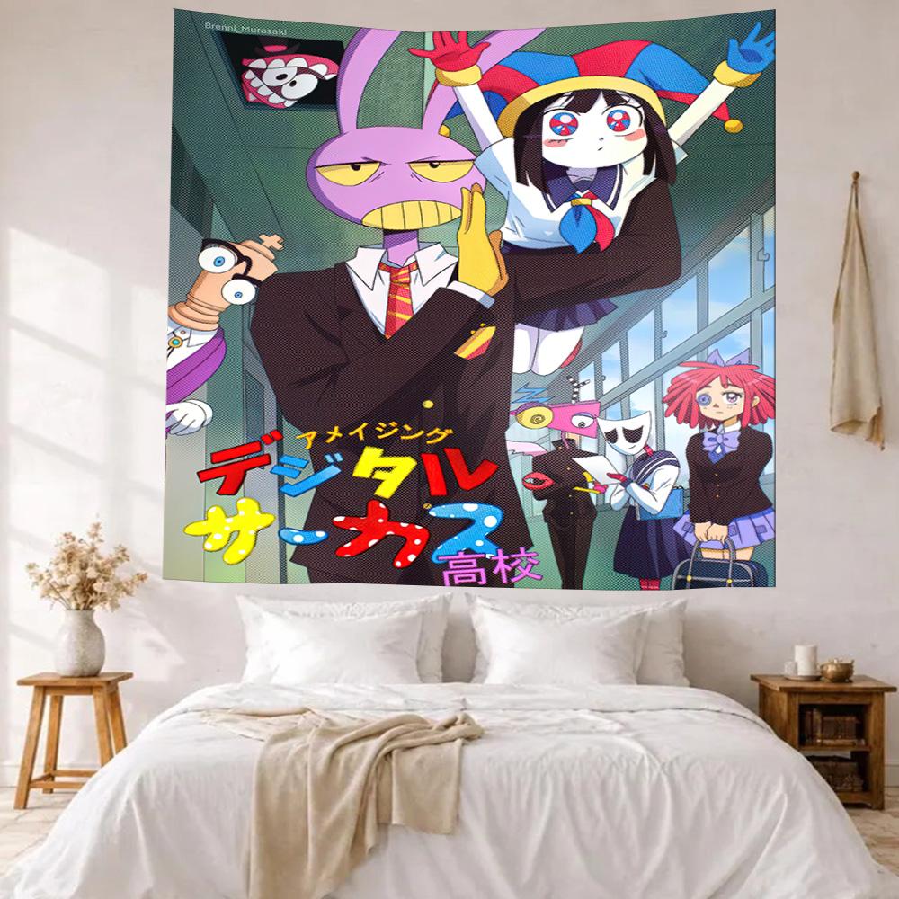 Digital Circus Wall Decor Tapestry Art For Pet Memorial Birthdaywedding Party Backdrop Family Gift