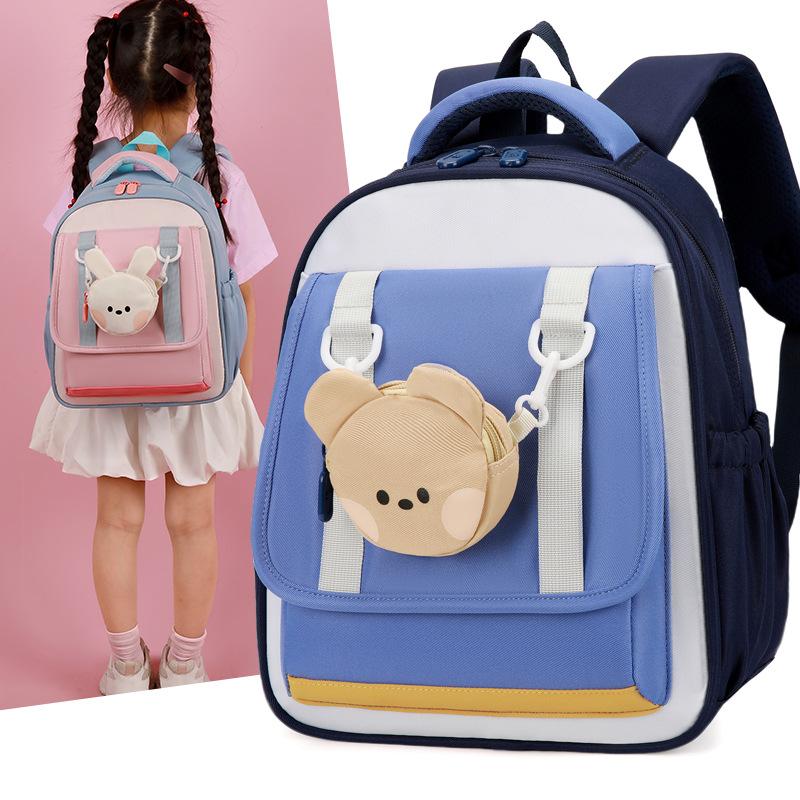 Primary school students grades 1-2 schoolbag cartoon large-capacity backpack boys and girls high-value spine protection student schoolbag
