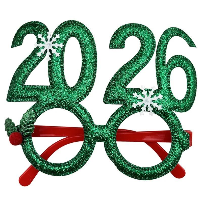 

Номер 2026 Рождественские очки Рождественская вечеринка Смешные реквизиты для фотобудки Оправа для очков Новый год Детский подарок Товары для дома Green 1PC