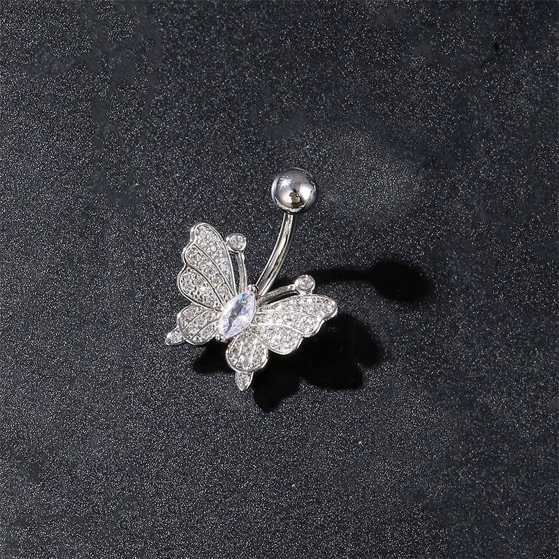 Prsteny do pupíku s motýlkovou mašlí Nerezová ocel Zirkon Piercing do pupíku pro ženy Dívky Sexy šperky na tělo Dárky