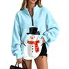 Women's Christmas Print Flannel Quarter-Zip Pullover Sweatshirt with No Pockets for Holiday Casual Wear