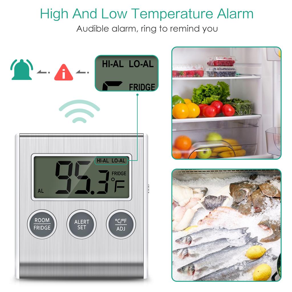 Termometro Frigorifero Termometro Freezer ORIA con Sonda Esterna Termometro Digitale per Frigorifero per Casa Cucina Ristoranti