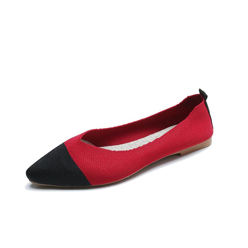 Spring Summer Women Flat Shoes Pointed Toe Knitted Loafers Comfort Slip On Women's Ballet Flats Soft Soles Casual Shoes WSH4232