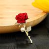 Elegant Red Rose Brooch - Exquisite Long Pin for a Fashionable Suit Accessory