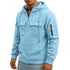 Men's Quarter-Zip Cargo Hoodie with Multi-Pockets Casual Sweatshirt for Everyday Wear