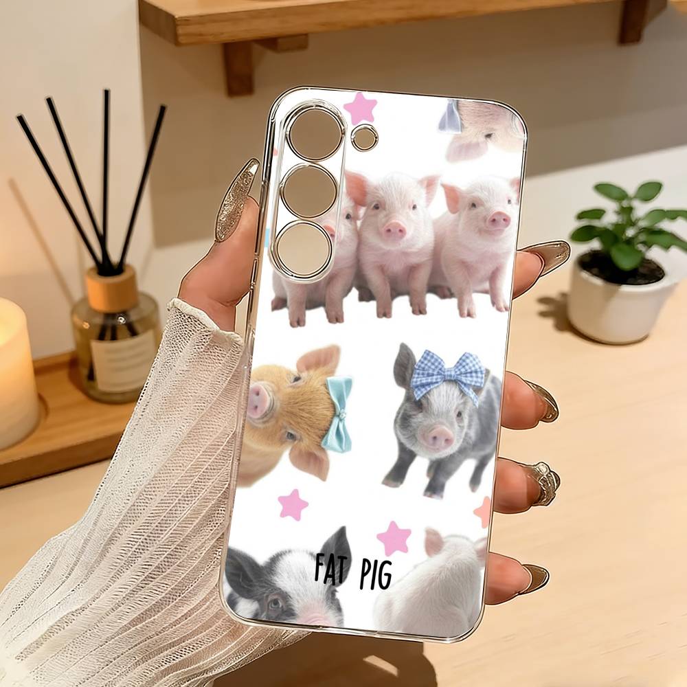Lovely Cute Piggy Phone Case For Samsung A10 A12 A31 A40 A70 Transparent Cover