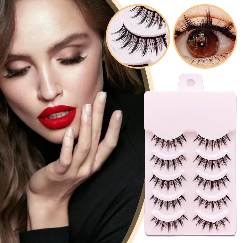 Natürliche Falsche 5 Paare Wimpern Sets Dicke Falsche Verlängerung Cosplay Make-up Augen Voll Cosm V3S4
