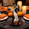 Topper per Torta da Tavolo per Giorno dei Morti di Halloween, Coppia di Scheletri Danzanti Statuetta, Ornamento Accattivante per Matrimonio Gotico, Statua di Amanti, Sposa Romantica