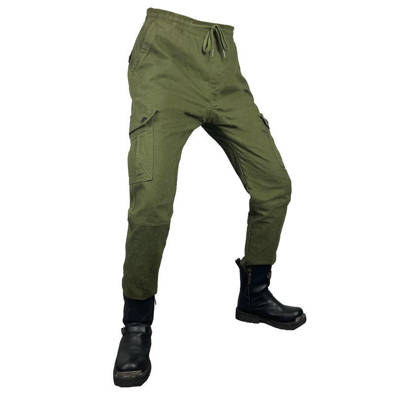 Pantaloni da moto da corsa uomo, pantaloni anti-caduta locomotiva, piedi legati casual multi-tasche da lavoro pantaloni da ciclismo, jeans, ginocchiere