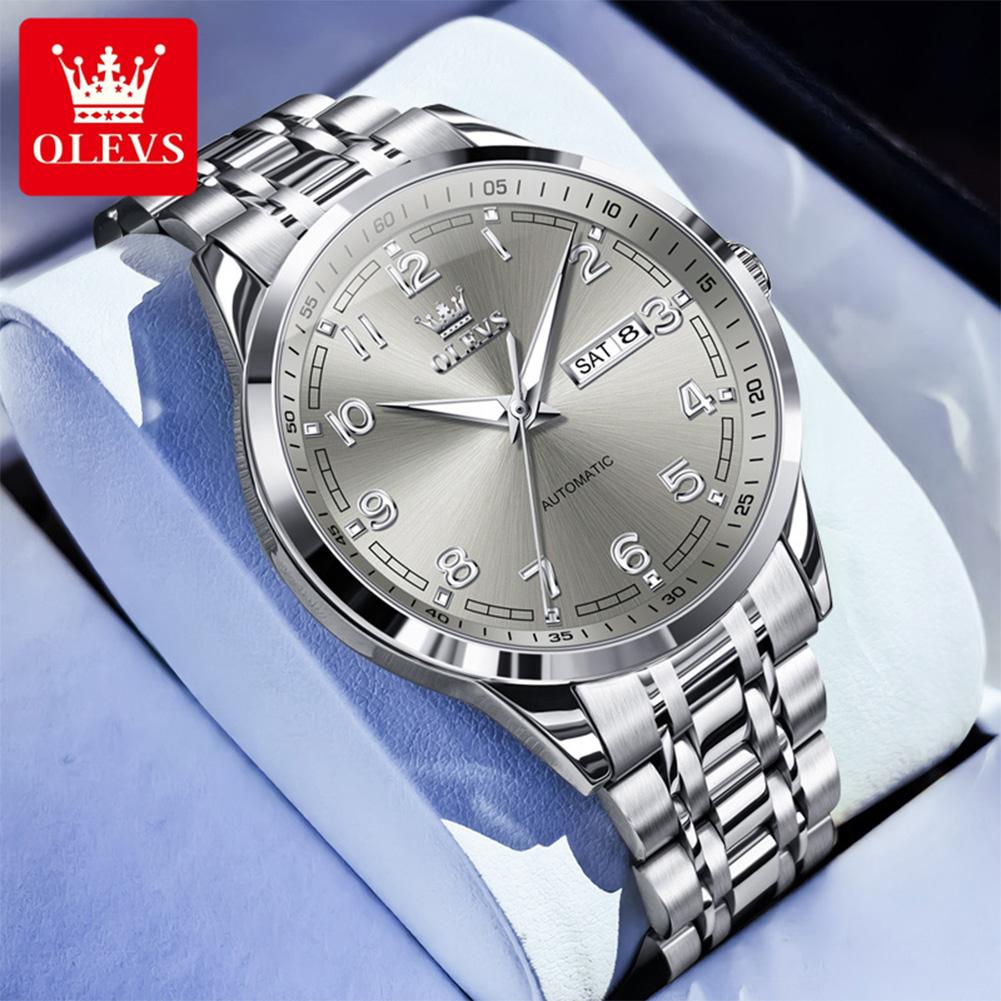 OLEVS Marke Uhr Herren Vollautomatisch Mechanische Uhr Kalender Woche Wasserdicht 7077
