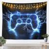Flame Gaming Controller Tapestry, Black Background with Colorful Controller Pattern for Boys' Bedroom and Gamer Room Decor