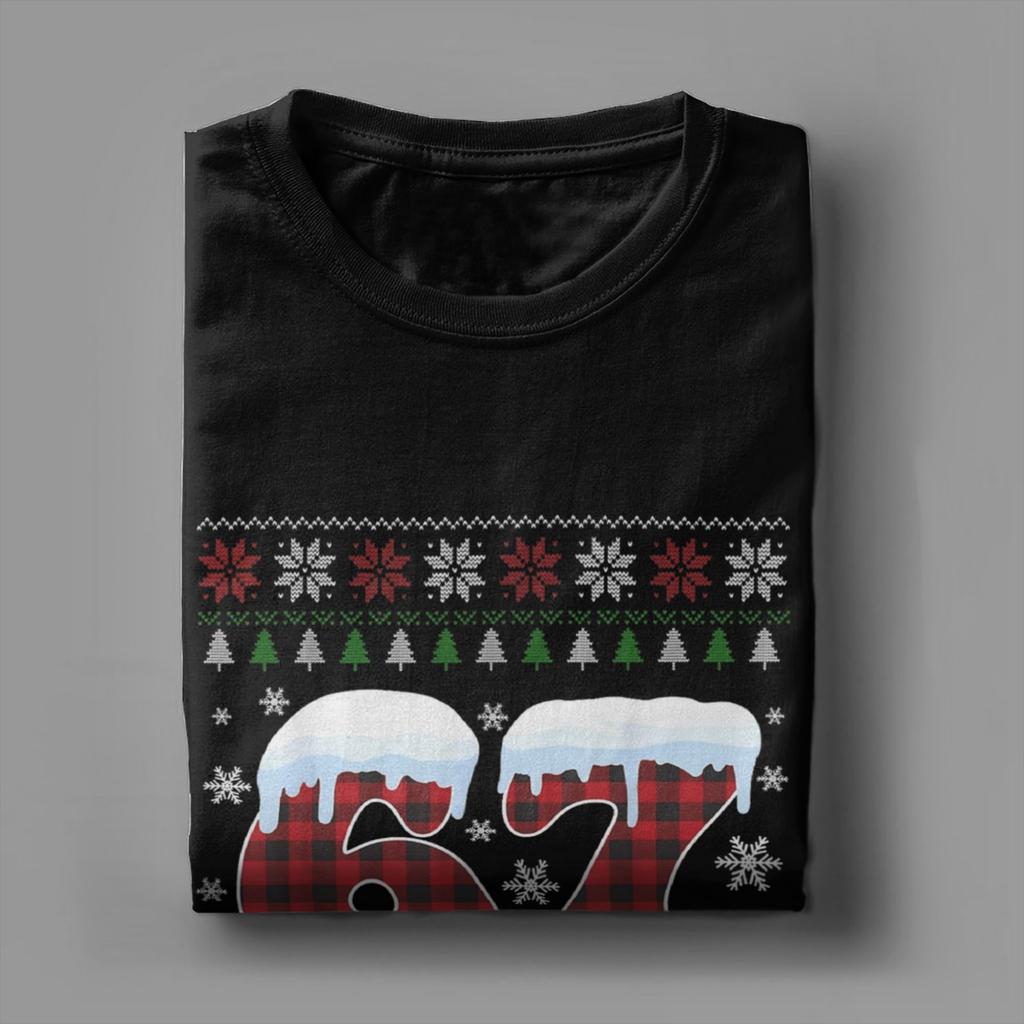 Funny 67 Six Seven Meme Brainrot Cringe Christmas T-Shirt Beach Cotton T Shirts For Man Harajuku Casual Tshirt Short-Sleeve Tees