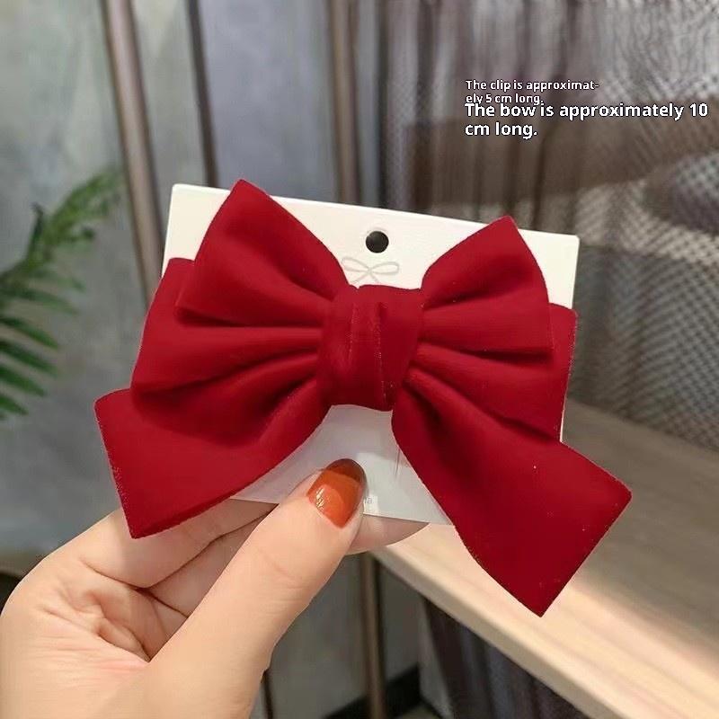 Girls Black Red Big Velvet Bow Hair Clip For Women Vintage Wedding Long Ribbon Korean Hair Pin Barrette  Hair Accessories