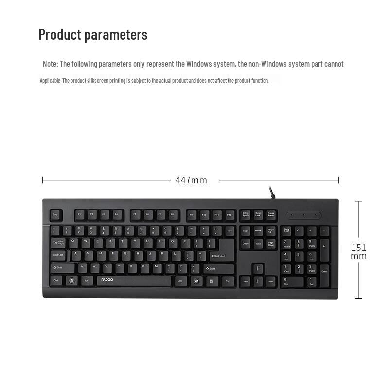 Rapoo K150 Wired Full-Size Office Keyboard