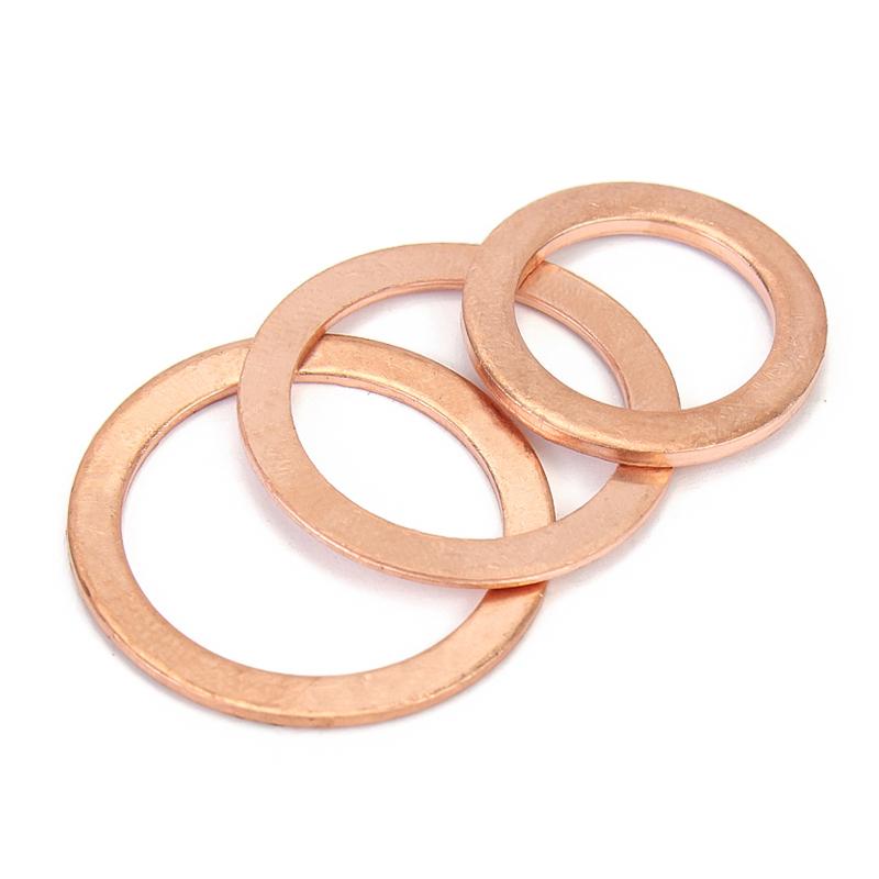 20/50pcs M5 M6 M8 M10 M12 M14 M16 Solid Purple Copper Washer Flat Ring O Gasket Spacer Washers Sealing Solid Washer Flat Seal