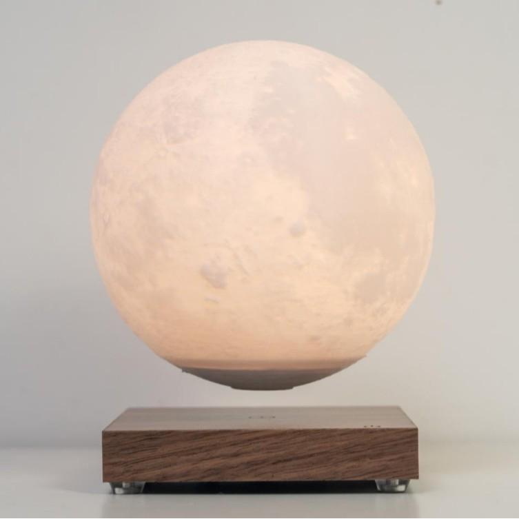 Walnut Wood Magnetic Levitation Moon Lamp: 3D Printed Smart Night Light