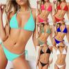 Bikini perizoma con coppe triangolari multicolore 2024: Costume da bagno sexy con allacciatura all'americana, a vita bassa per donna