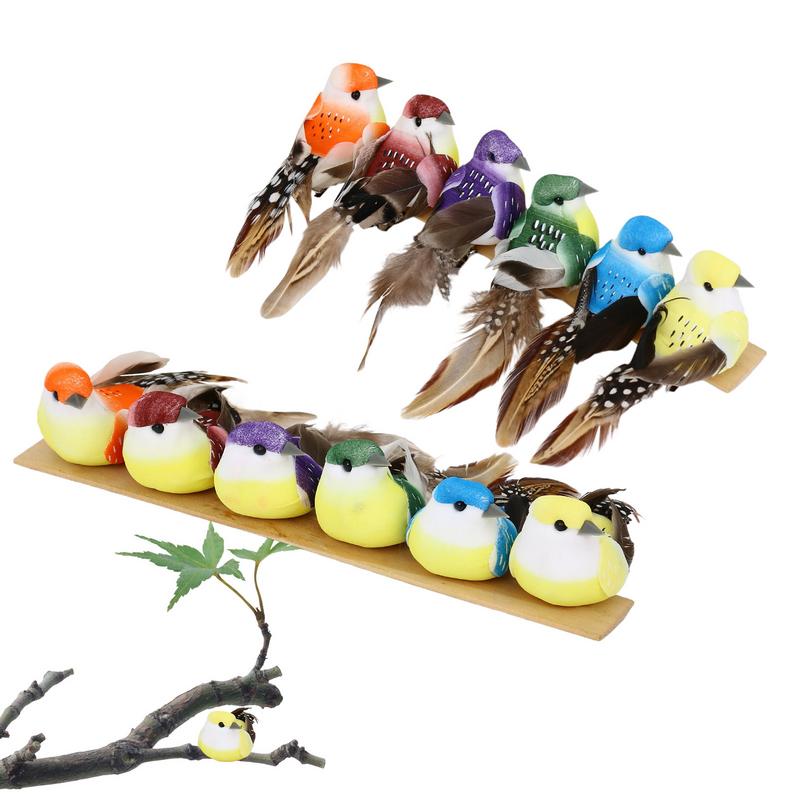 Artificial Birds 12X Christmas Tree Decorations With Feather Tail Realistic Bird Clip On Ornaments For Outdoor Garden Patio Tree