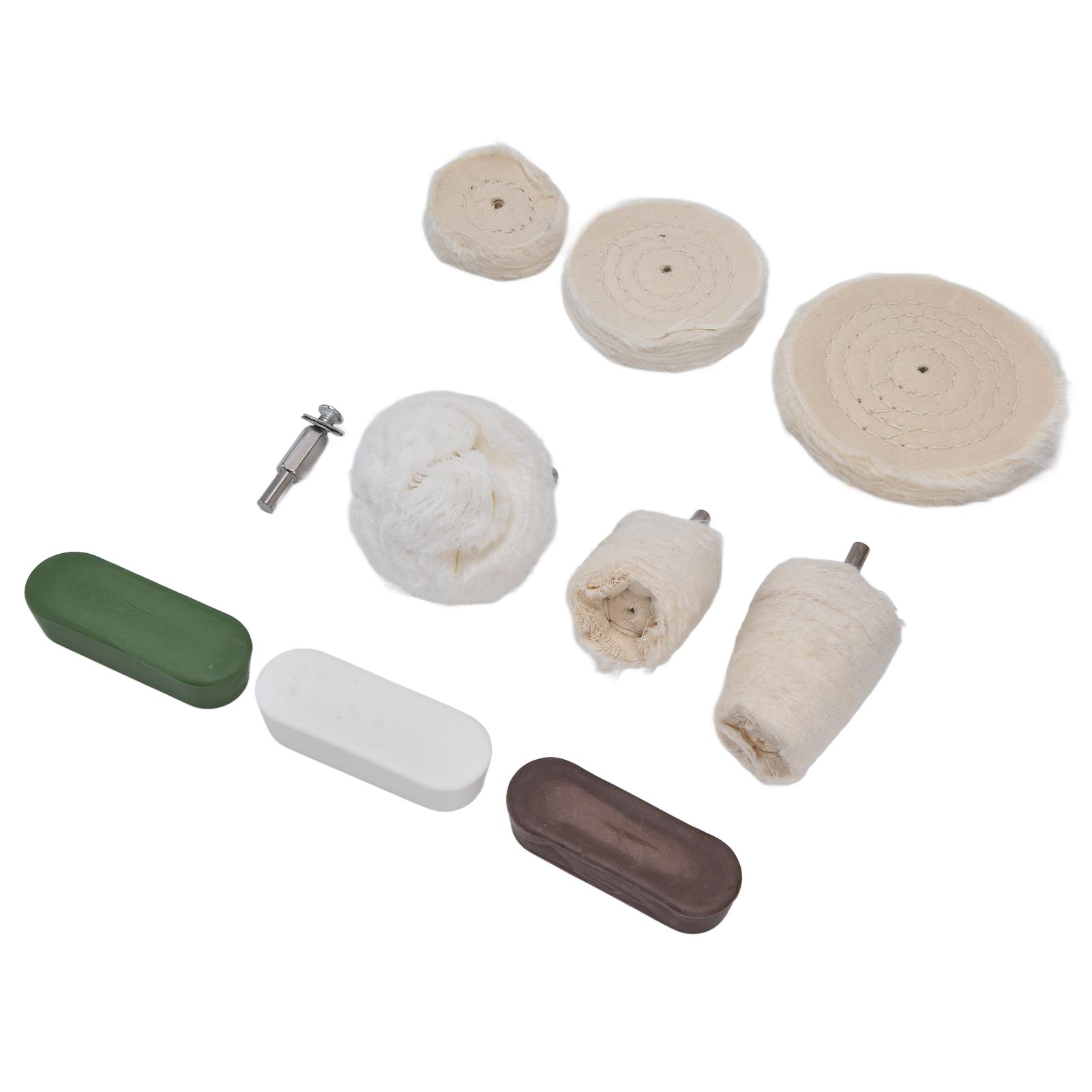 

10 шт. Полировальная головка Хлопчатобумажная фланелевая полировальная насадка Набор инструментов для металла Мрамора Стекла