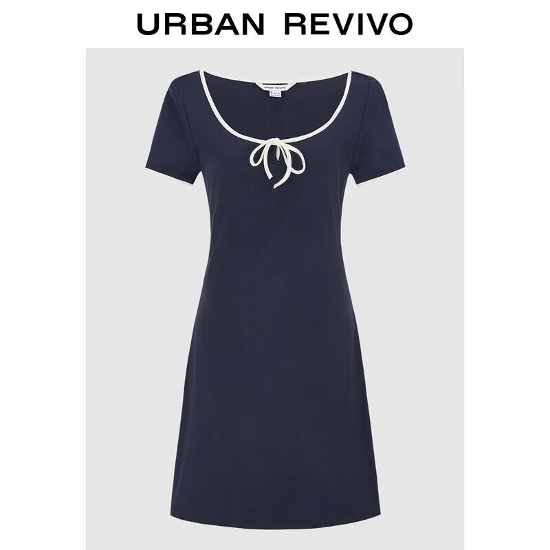 

Women s Casual Contrast Trim Short Sleeve Dress M