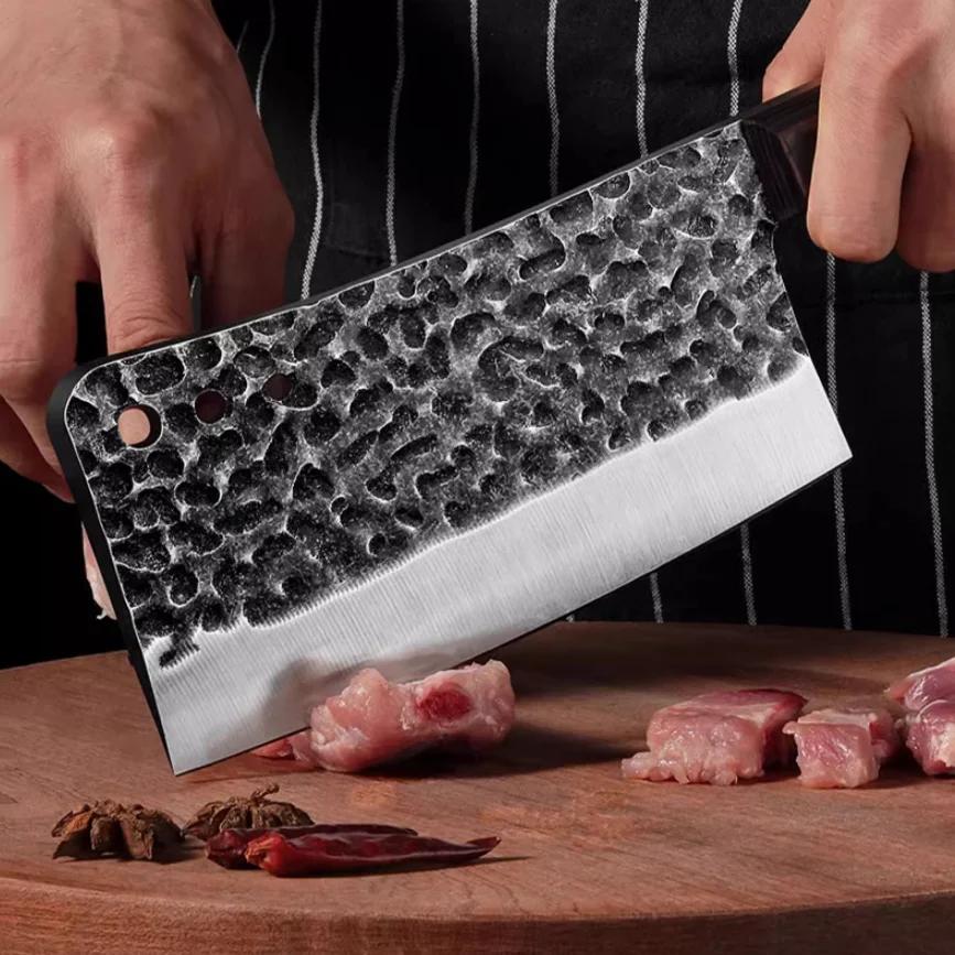 Longquan forged kitchen knife household kitchen manganese steel tool set slicing knife chopping knife bone knife