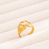 Heart Shaped Stainless Steel Geometric Hollow Ring - Colorfast Titanium Steel with Vacuum Electroplating Finish