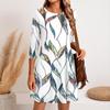 Women's Fashion Casual Print Round Neck Three-quarter Sleeve Short Dress