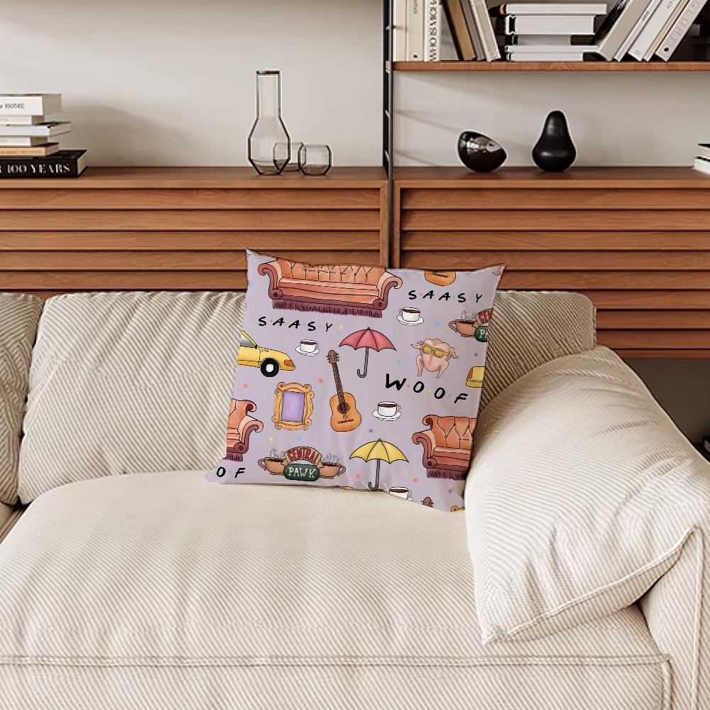 Classic Friends TV Show Pillow Case Sofa Living Room Bedroom Headboard Backrest Cushion Square Cushion Nap Time