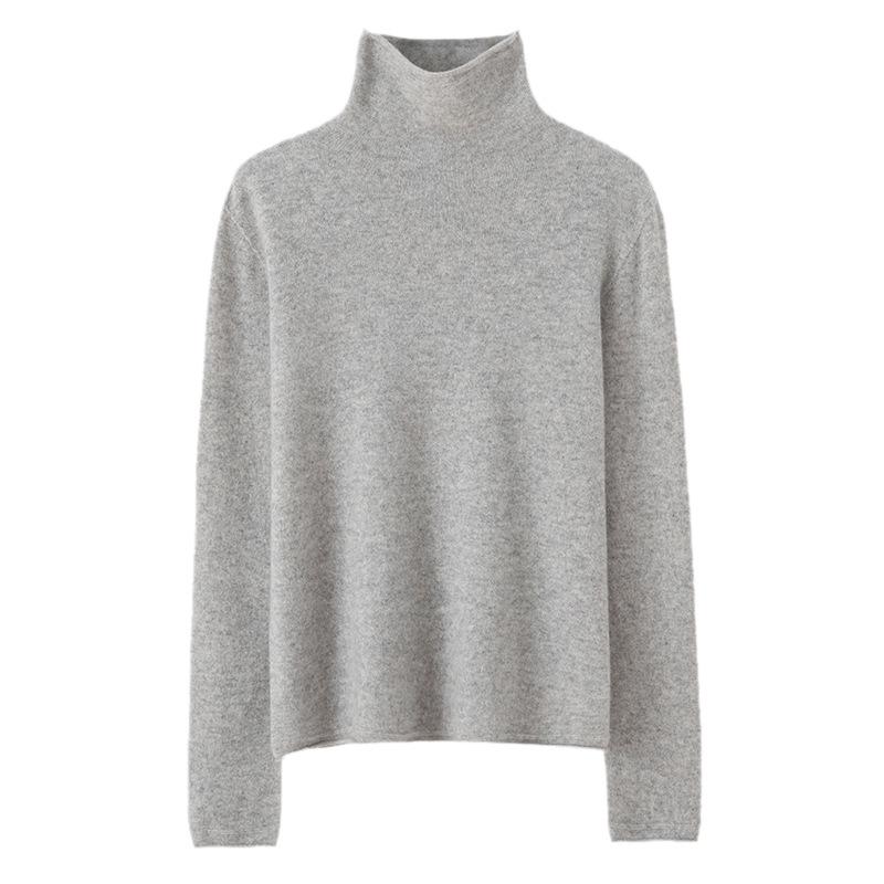Lekasha Women's 100% Pure Cashmere High Neck Seamless Knit Jacket for Autumn and Winter