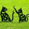 Outdoor metal cat garden wooden stake decoration courtyard lawn decoration art rust proof steel cat decoration suitable for animal enthusiasts