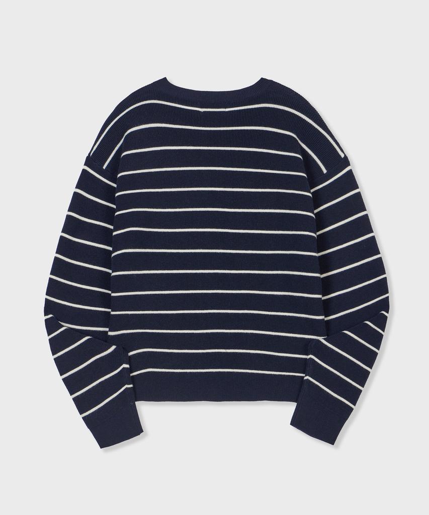 GLW Striped Crop Knit Cardigan Navy