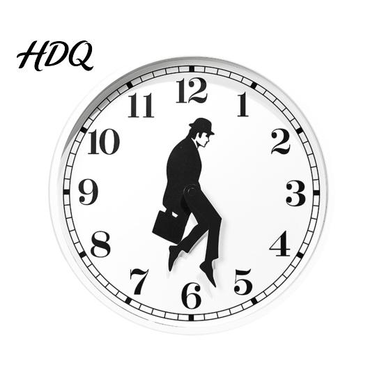 Industrial Style Wall Clock Man Silhouette Clock Silent Non-Ticking Round Hanging Decorative 12 Inch Digital Analog for Home Office Bedroom