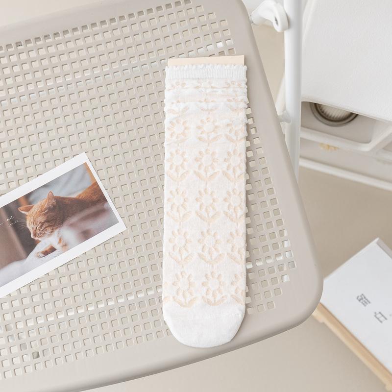 

White Socks Women S Japanese Jk Socks Medium Tube Socks Lace Socks Spring And Summer Thin Stacking Socks Black Socks Fungus Edge Women S Socks one size