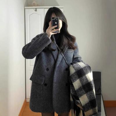 Short Woolen Suit Collar Coat for Women, Autumn and Winter New Style Woolen Coat for Small People