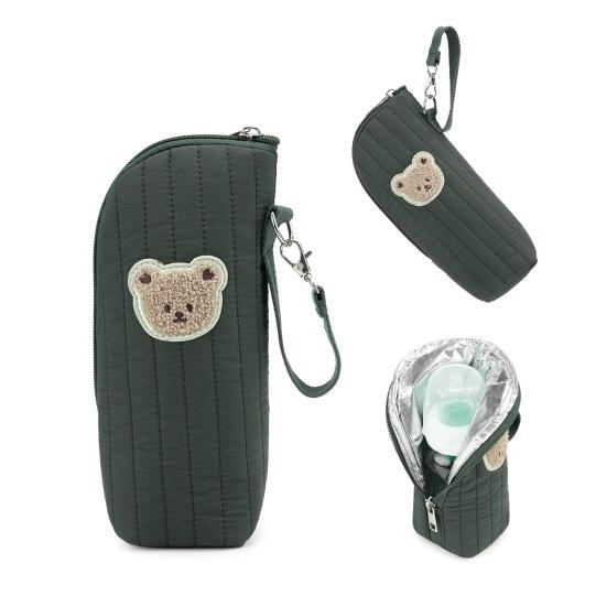 Insulated Baby Bottle Bag Bear Graphic Design Portable Bottle Carrier Breast Milk Storage Temperature Control Travel Daycare Organizer
