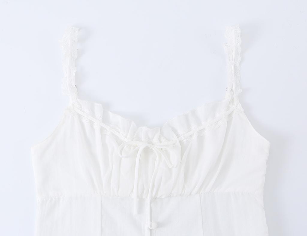 European and American style, new women's clothing, square collar, fungus edge, lace shoulder strap, sling vest top.
