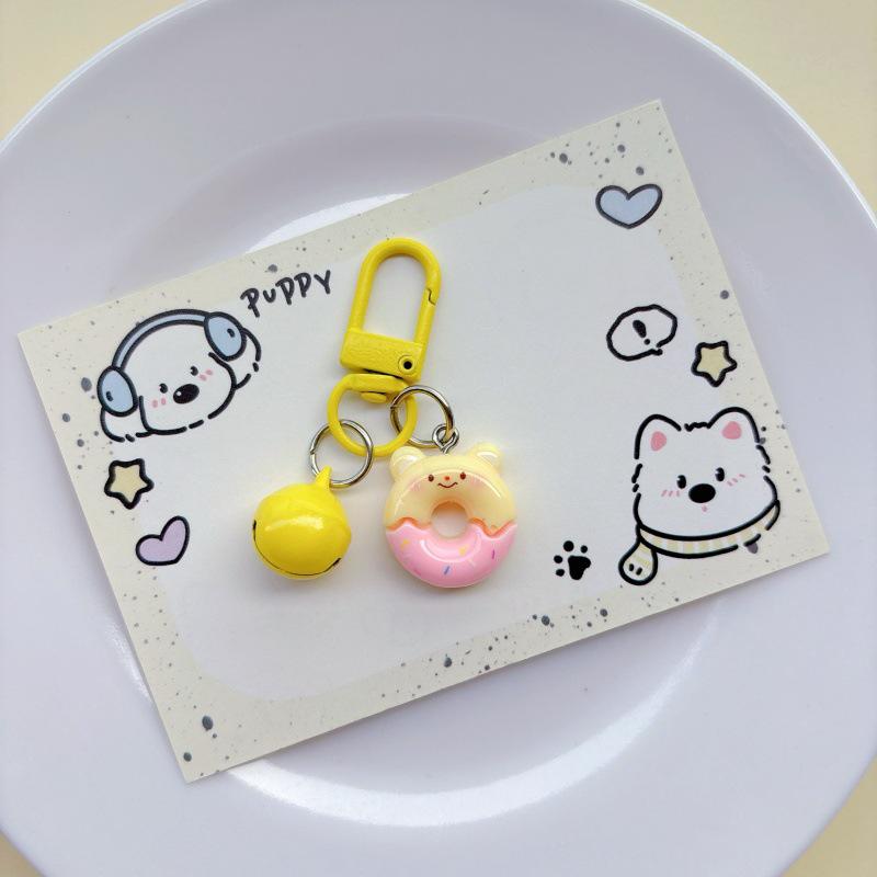Cute Custard Bear Keychain: Soft Cartoon Pendant for Girls & Students