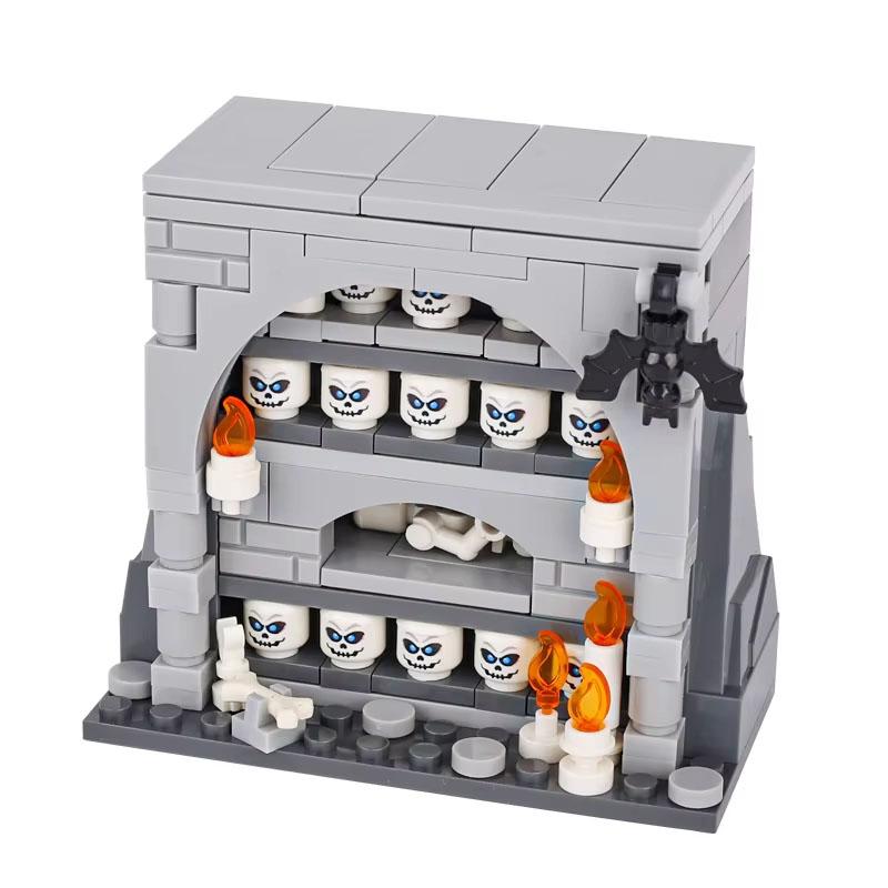 Halloween Decorative MOC Building Blocks Pumpkin Carriage Tombstone Skeleton Flame Horse Accessories Elf House Bricks Toys Gifts