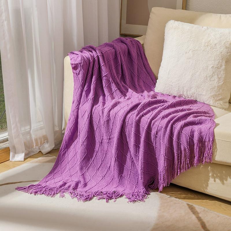 Tassel Summer Thin Throw Blanket Knitted Sofa Cover Blanket Office Air Conditioning Window Blanket Cozy Small Napping Throw Blanket For Home