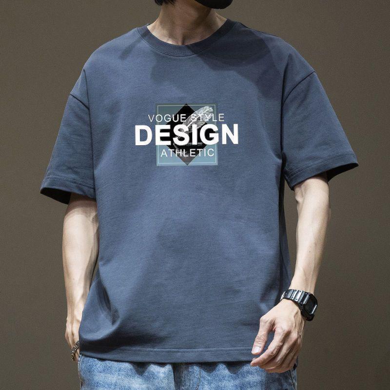 Simple T-shirt Men's Print Summer Trendy Printed Cotton Short Sleeved Loose Trendy Breathable T-shirts